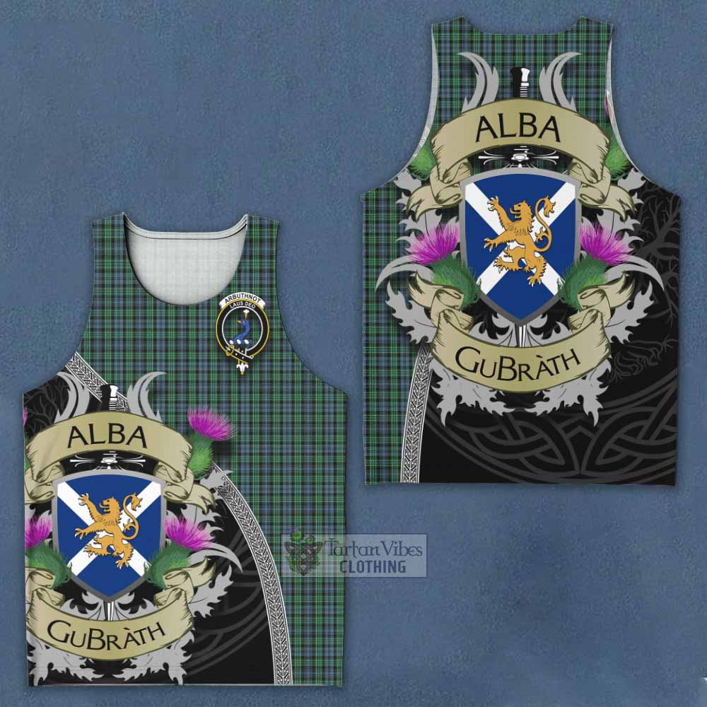 Tartan Vibes Clothing Arbuthnot Tartan Family Crest Men's Tank Top Lion Rampant Royal Thistle Shield Celtic Inspired