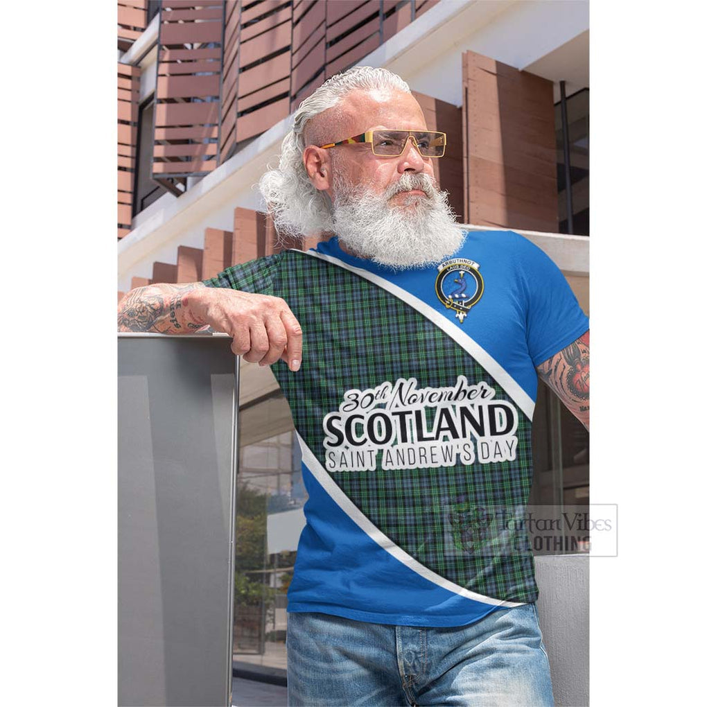 Tartan Vibes Clothing Arbuthnot Family Crest Tartan Cotton T-shirt Celebrate Saint Andrew's Day in Style