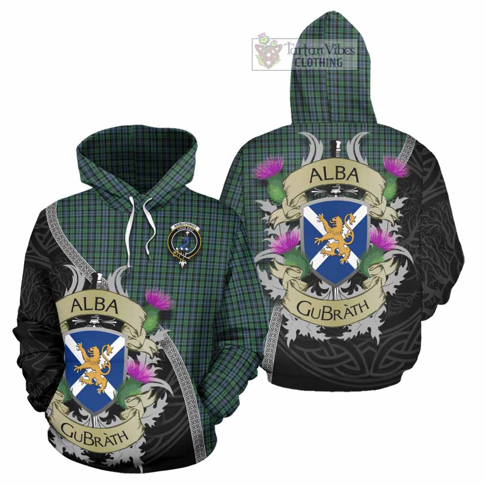 Tartan Vibes Clothing Arbuthnot Tartan Family Crest Hoodie Lion Rampant Royal Thistle Shield Celtic Inspired