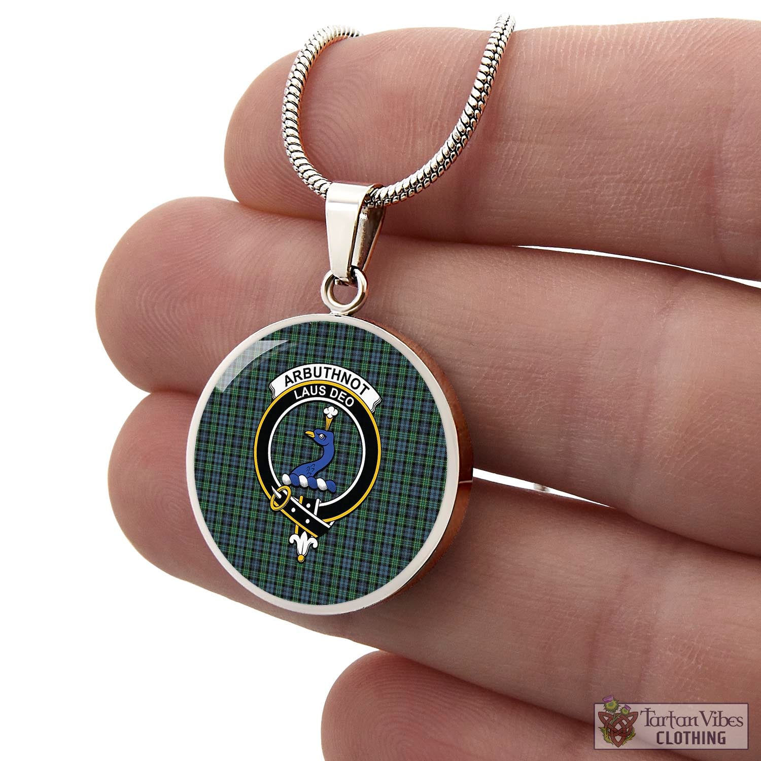 Arbuthnot Tartan Circle Necklace with Family Crest - Tartan Vibes Clothing