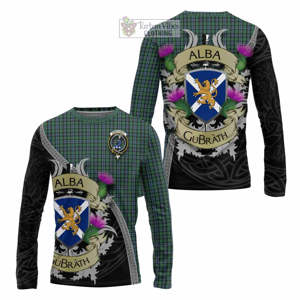 Tartan Vibes Clothing Arbuthnot Tartan Family Crest Long Sleeve T-Shirt Lion Rampant Royal Thistle Shield Celtic Inspired