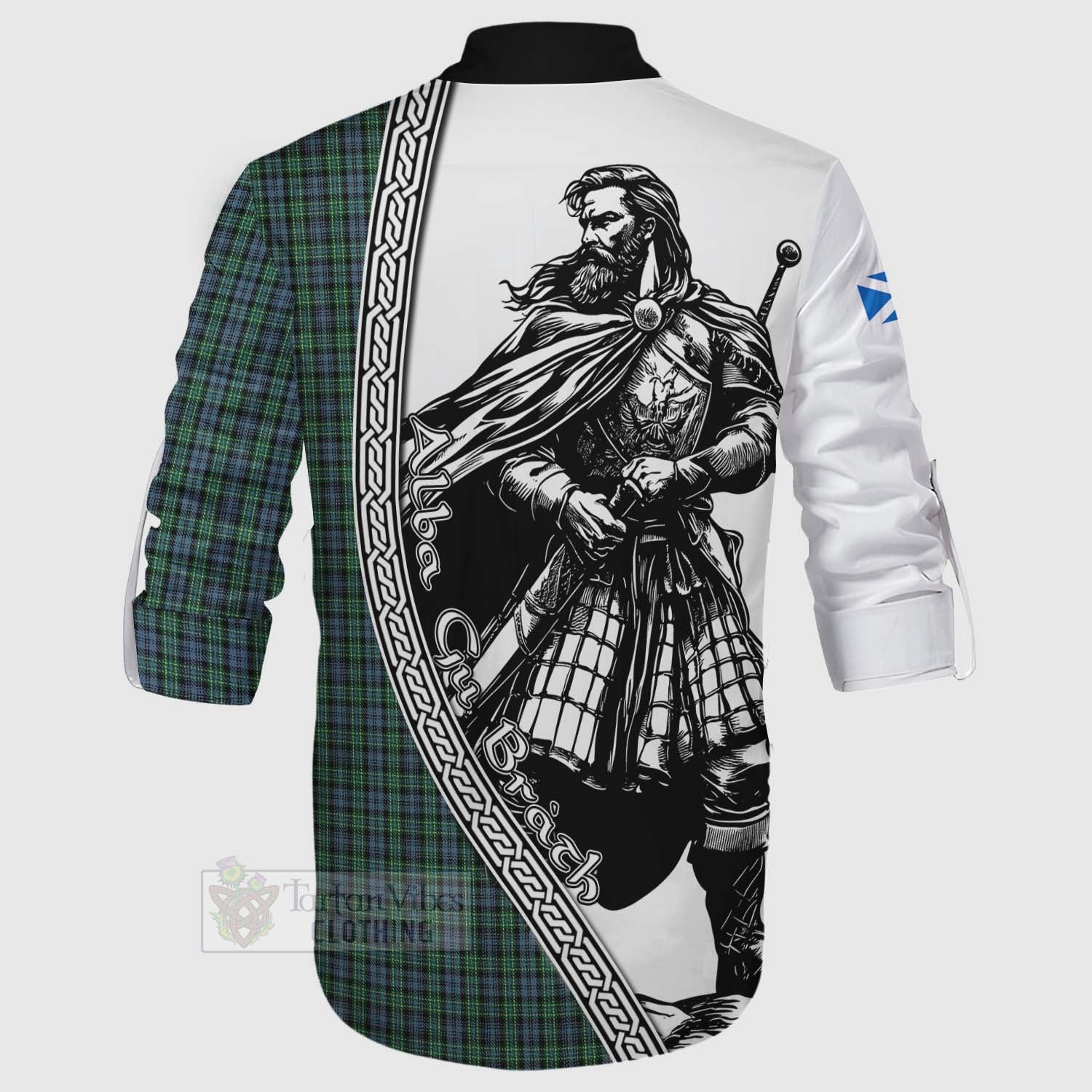 Tartan Vibes Clothing Arbuthnot Tartan Clan Crest Ghillie Kilt Shirt with Highlander Warrior Celtic Style