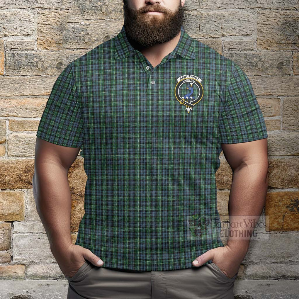 Tartan Vibes Clothing Arbuthnot Tartan Polo Shirt with Family Crest Celtic Skull Style