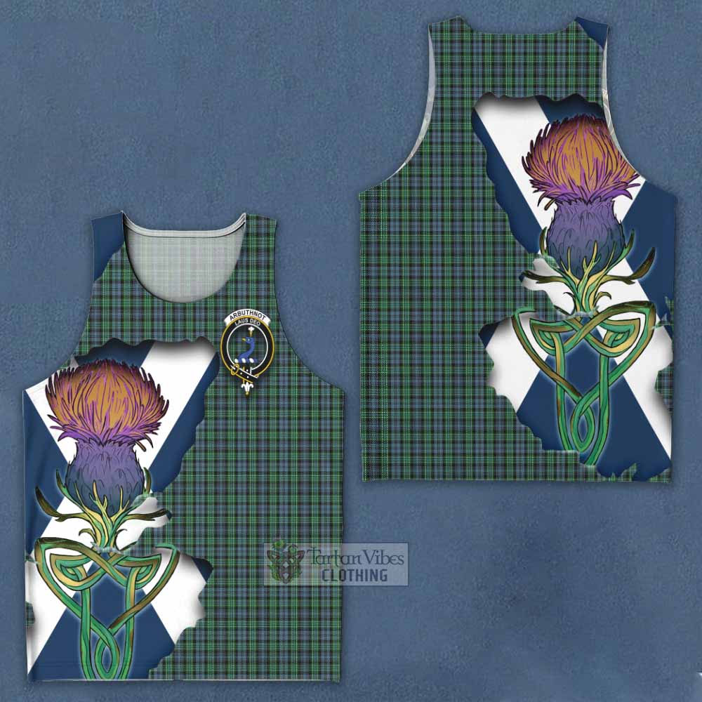 Tartan Vibes Clothing Arbuthnot Tartan Family Crest Men's Tank Top Scottish Thistle Celtic Inspired