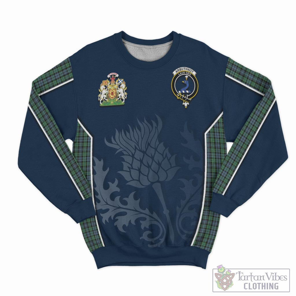 Arbuthnot Tartan Sweatshirt with Family Crest and Scottish Thistle Vibes Sport Style - Tartan Vibes Clothing