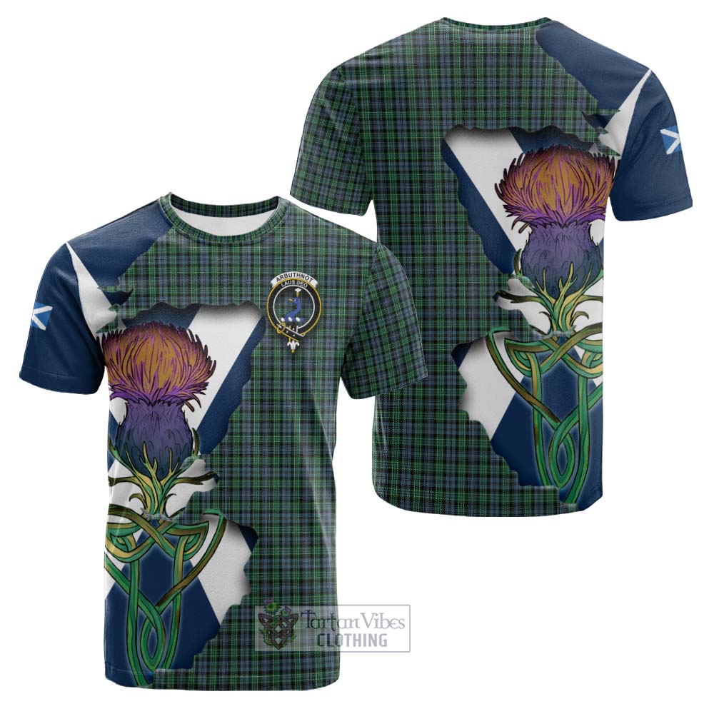 Tartan Vibes Clothing Arbuthnot Tartan Family Crest Cotton T-shirt Scottish Thistle Celtic Inspired