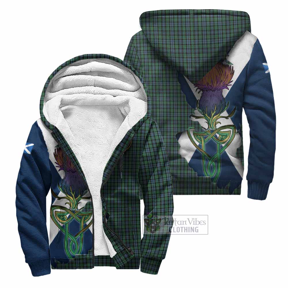 Tartan Vibes Clothing Arbuthnot Tartan Family Crest Sherpa Hoodie Scottish Thistle Celtic Inspired