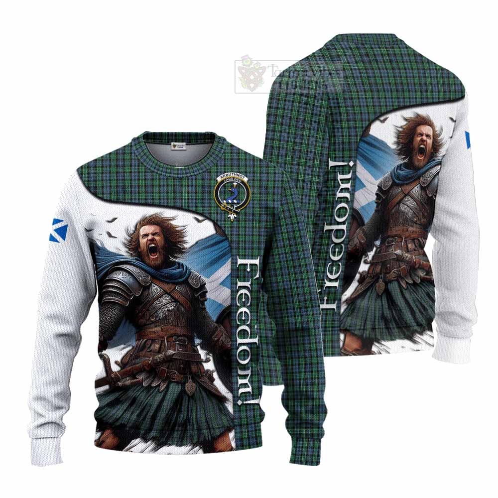 Tartan Vibes Clothing Arbuthnot Crest Tartan Knitted Sweater Inspired by the Freedom of Scottish Warrior