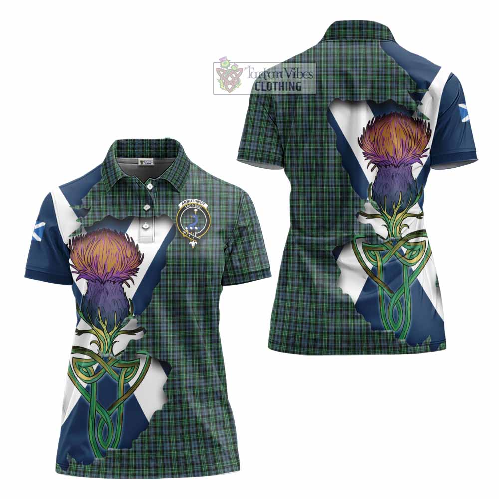 Tartan Vibes Clothing Arbuthnot Tartan Family Crest Women's Polo Shirt Scottish Thistle Celtic Inspired