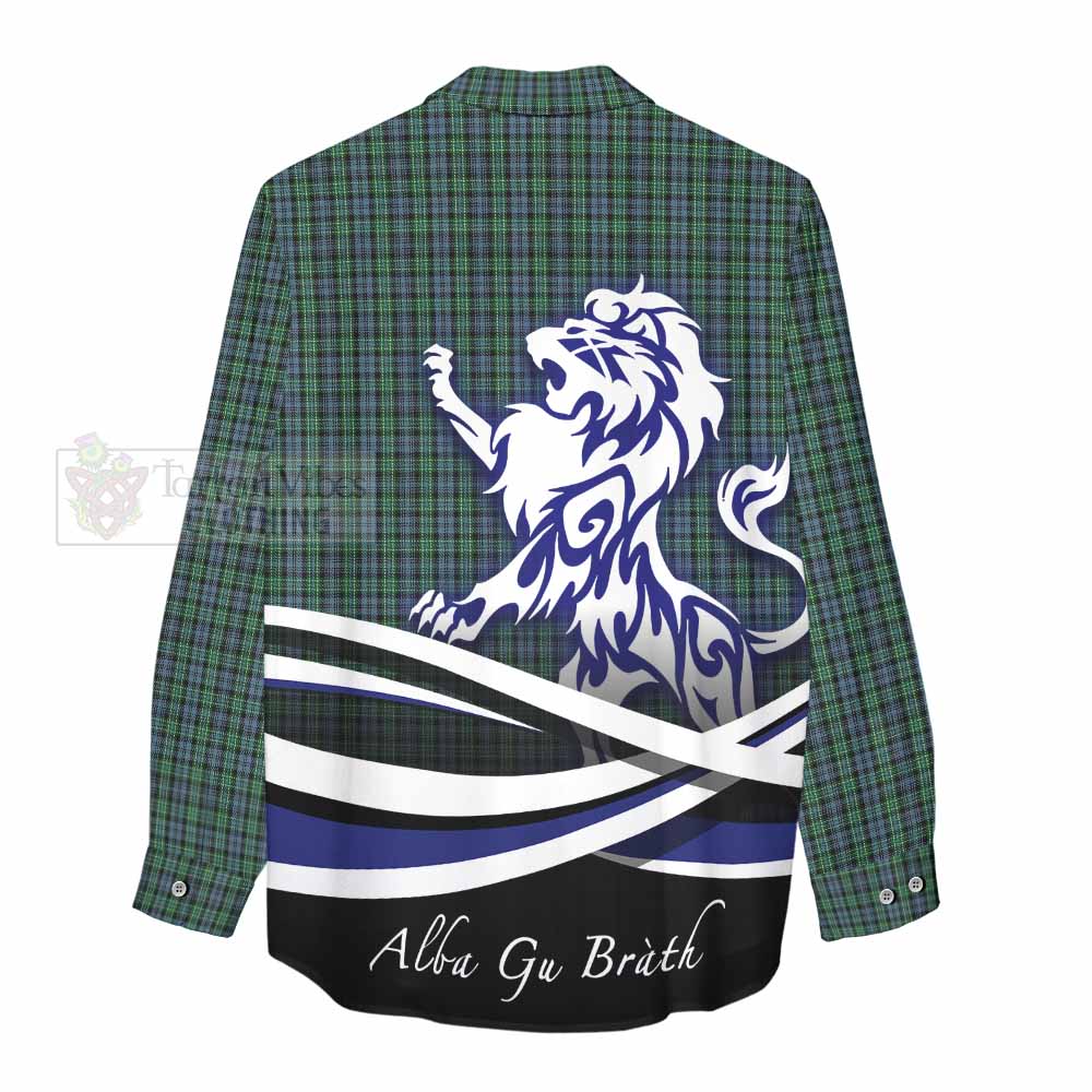 Tartan Vibes Clothing Arbuthnot Tartan Women's Casual Shirt with Alba Gu Brath Regal Lion Emblem