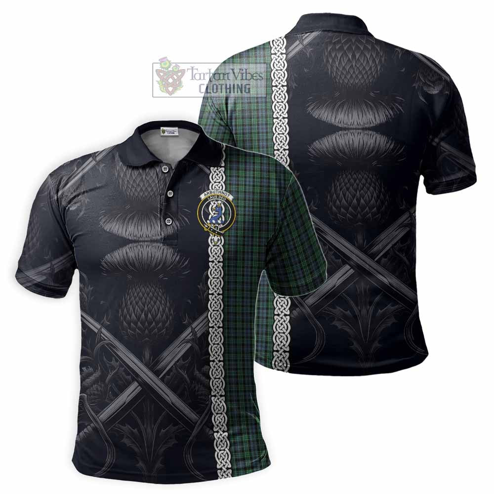 Tartan Vibes Clothing Arbuthnot Tartan Polo Shirt with Family Crest Cross Sword Thistle Celtic Vibes