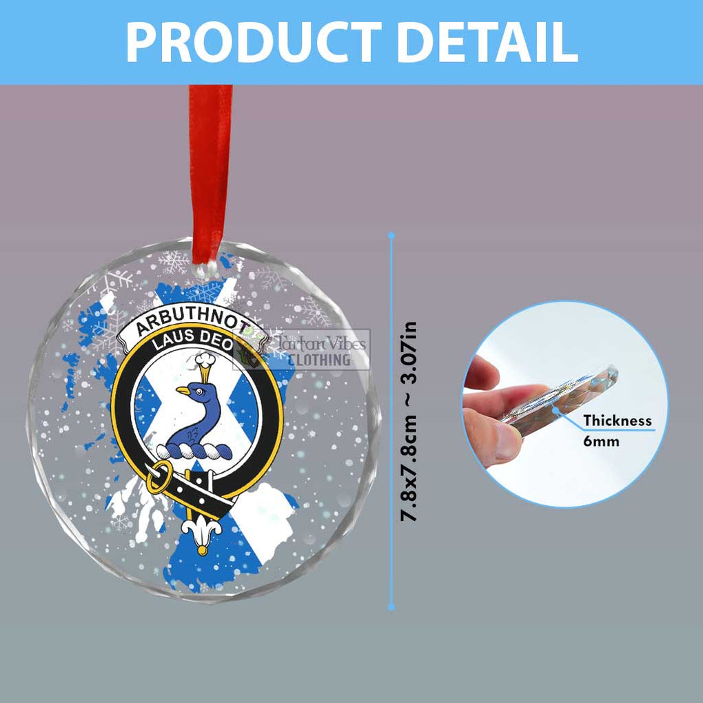 Tartan Vibes Clothing Arbuthnot Clan Crest Christmas Glass Ornament with Scotland Map
