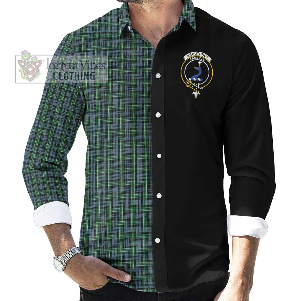 Arbuthnot Tartan Long Sleeve Button Shirt with Family Crest and Half Of Me Style - Tartanvibesclothing Shop