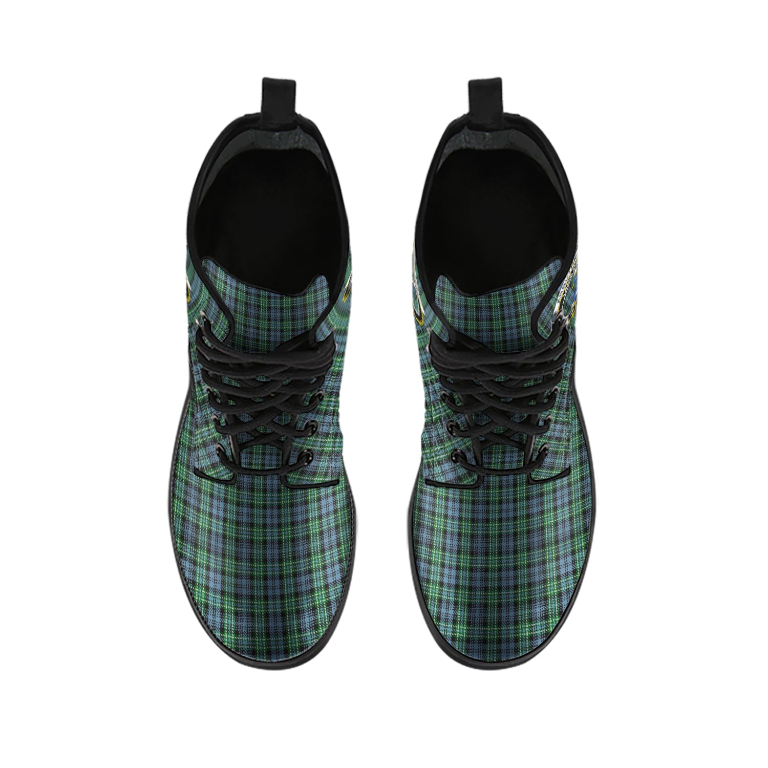 Arbuthnot Tartan Leather Boots with Family Crest - Tartanvibesclothing