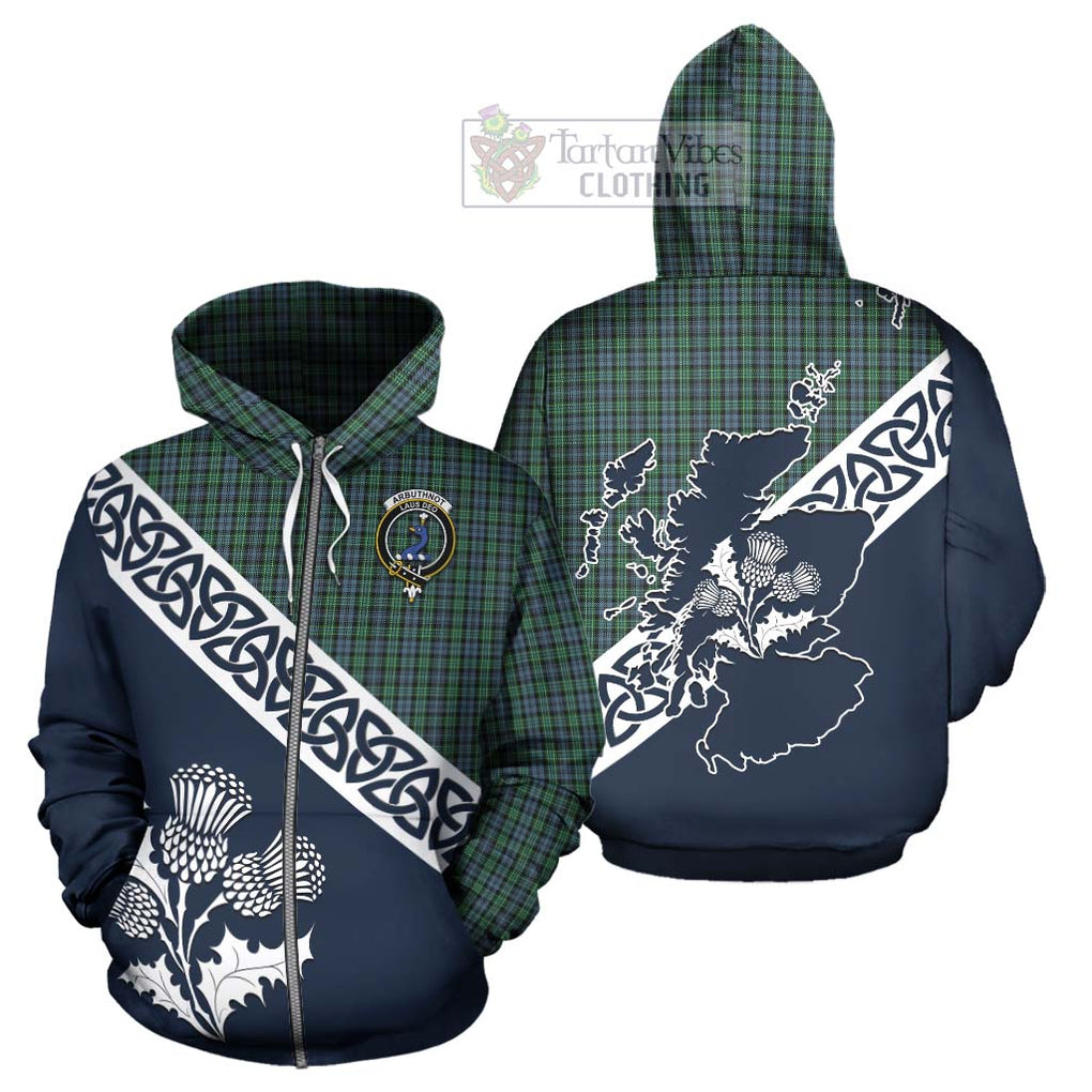 Tartan Vibes Clothing Arbuthnot Tartan Hoodie Featuring Thistle and Scotland Map