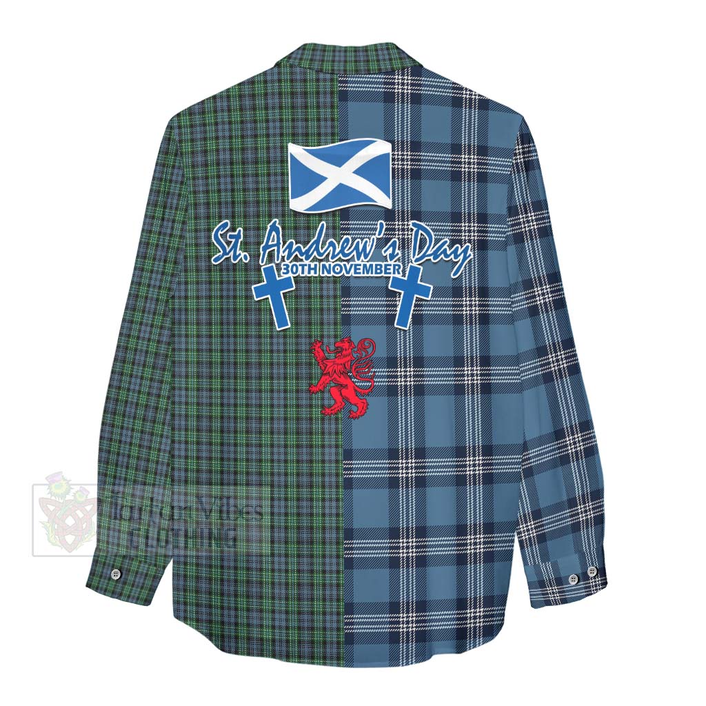 Tartan Vibes Clothing Arbuthnot Tartan Women's Casual Shirt Happy St. Andrew's Day Half Tartan Style