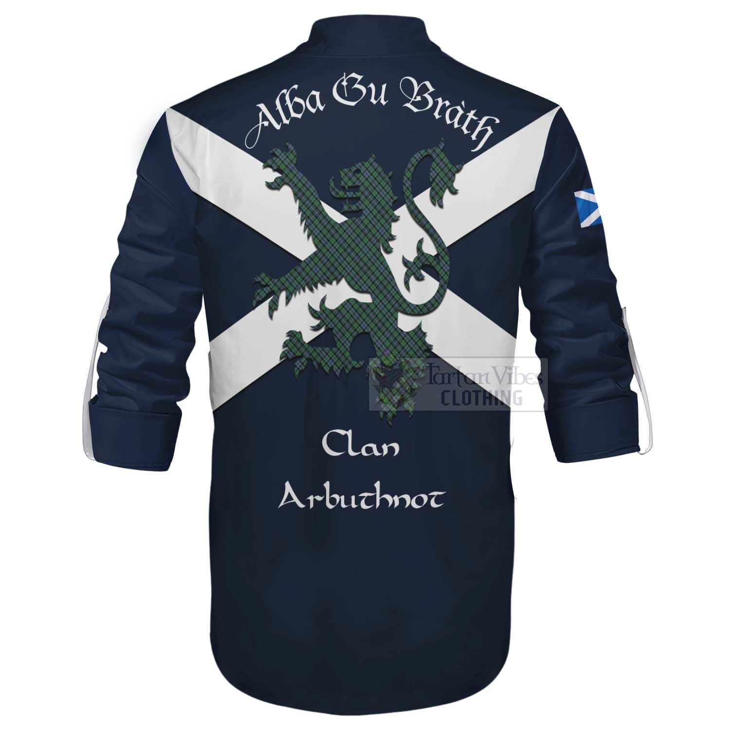 Tartan Vibes Clothing Arbuthnot Tartan Lion Rampant Ghillie Kilt Shirt Proudly Display Your Heritage with Alba Gu Brath and Clan Name