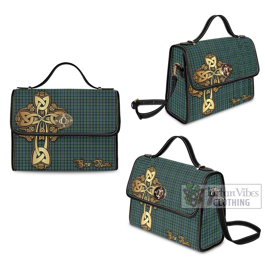 Tartan Vibes Clothing Arbuthnot Tartan Waterproof Canvas Bag Golden Thistle Celtic Cross Style