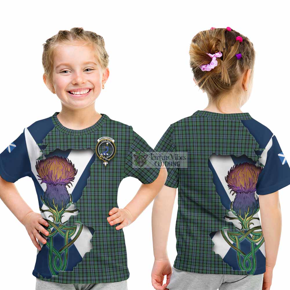 Tartan Vibes Clothing Arbuthnot Tartan Family Crest Kid T-Shirt Scottish Thistle Celtic Inspired