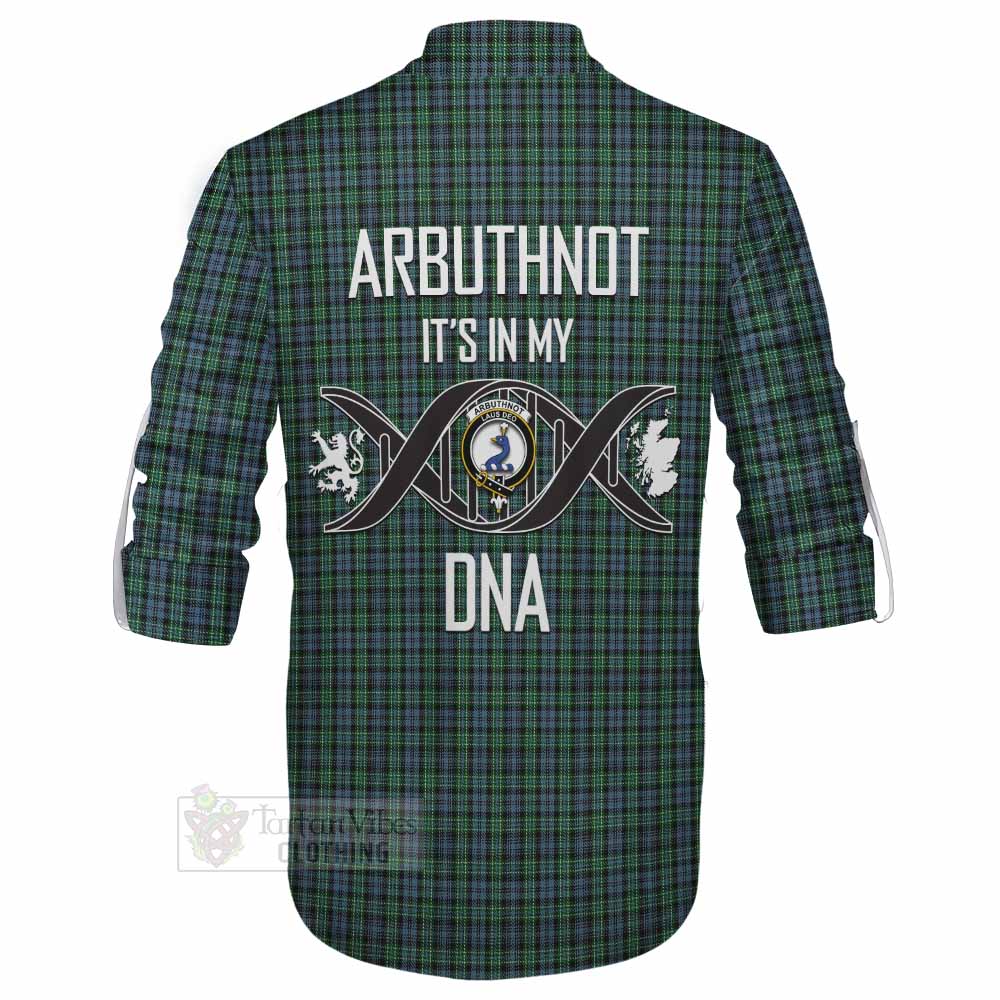 Tartan Vibes Clothing Arbuthnot Tartan Ghillie Kilt Shirt with Family Crest DNA In Me Style