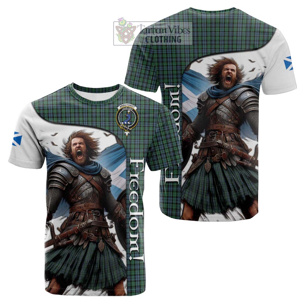 Tartan Vibes Clothing Arbuthnot Crest Tartan Cotton T-shirt Inspired by the Freedom of Scottish Warrior