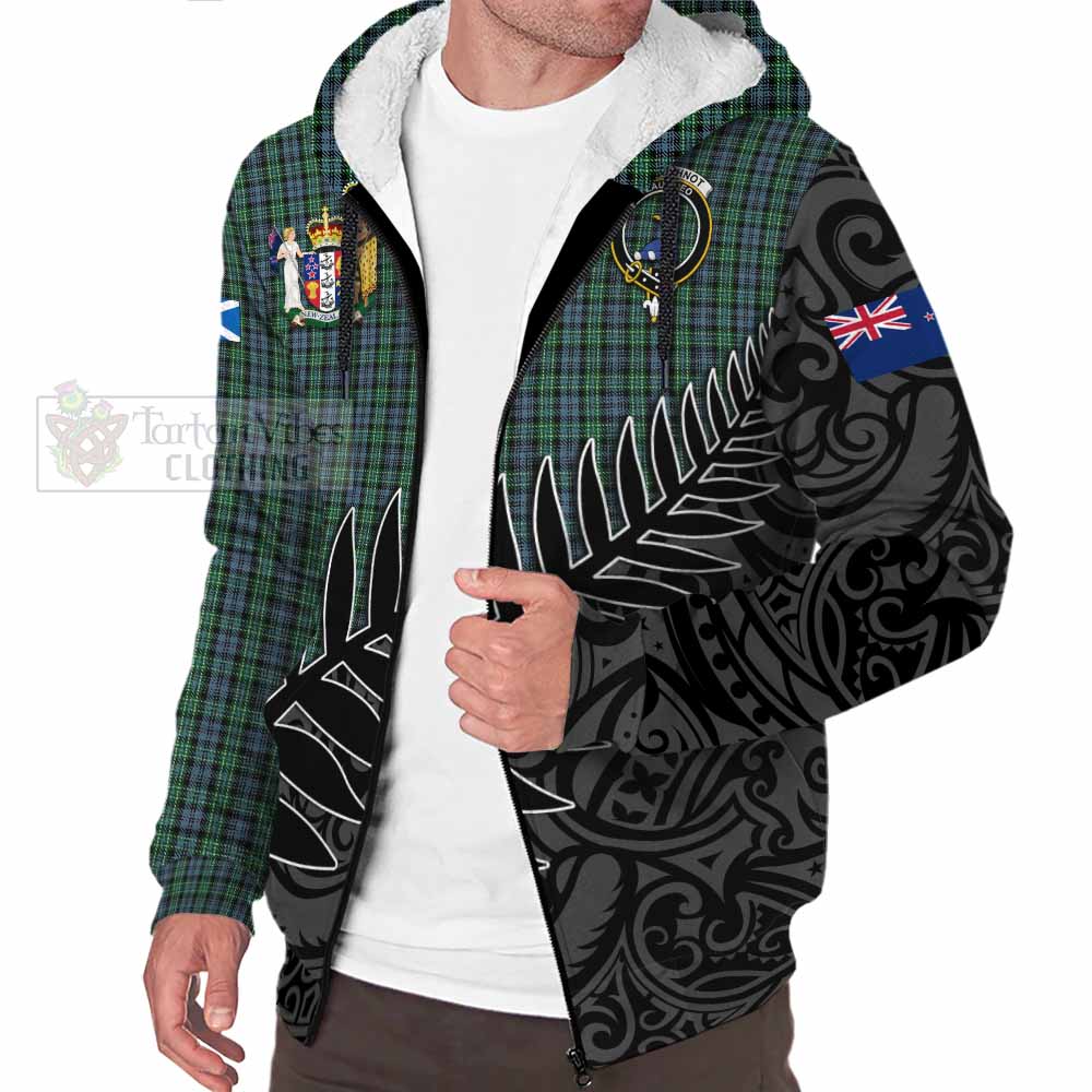 Tartan Vibes Clothing Arbuthnot Crest Tartan Sherpa Hoodie with New Zealand Silver Fern Half Style