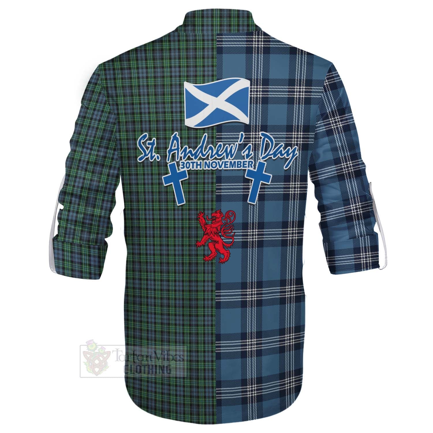Tartan Vibes Clothing Arbuthnot Tartan Ghillie Kilt Shirt Happy St. Andrew's Day Half Tartan Style