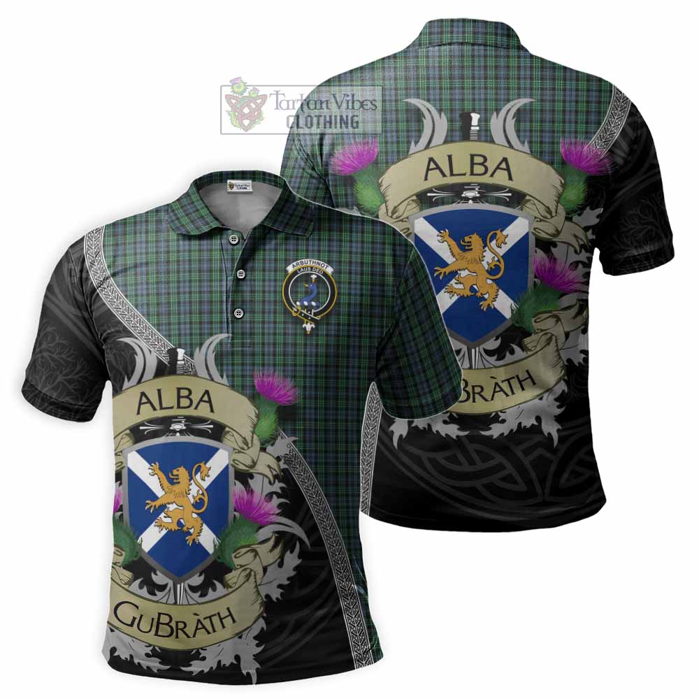Tartan Vibes Clothing Arbuthnot Tartan Family Crest Polo Shirt Lion Rampant Royal Thistle Shield Celtic Inspired