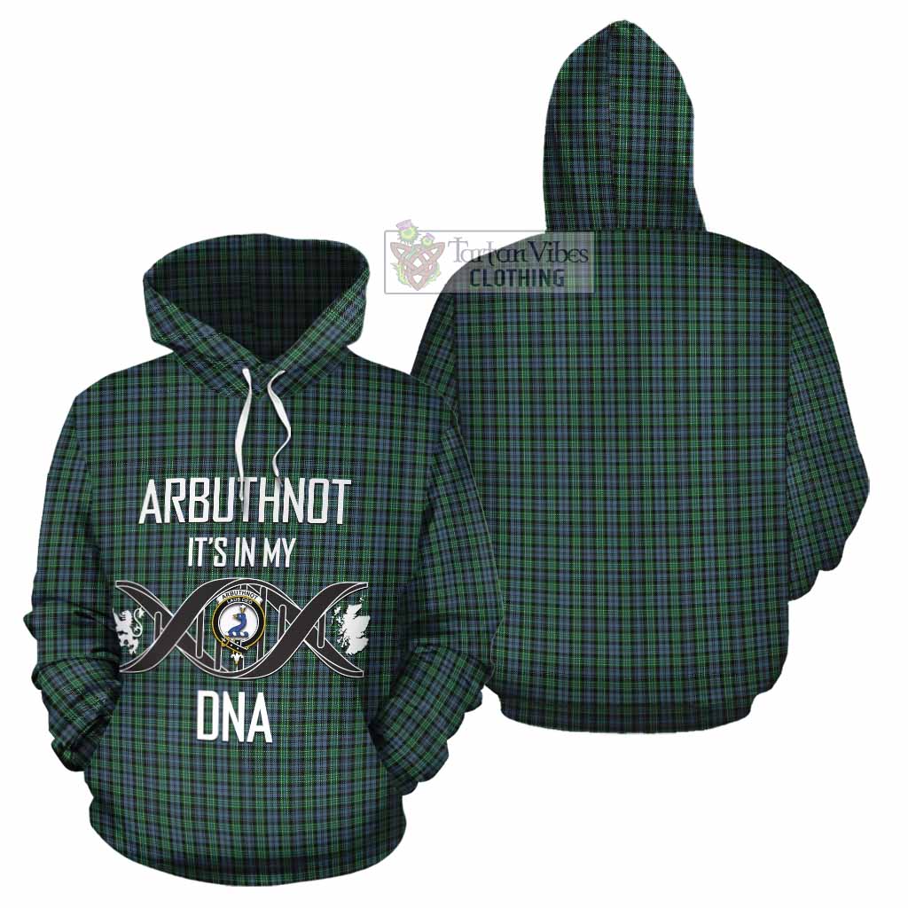 Tartan Vibes Clothing Arbuthnot Tartan Cotton Hoodie with Family Crest DNA In Me Style