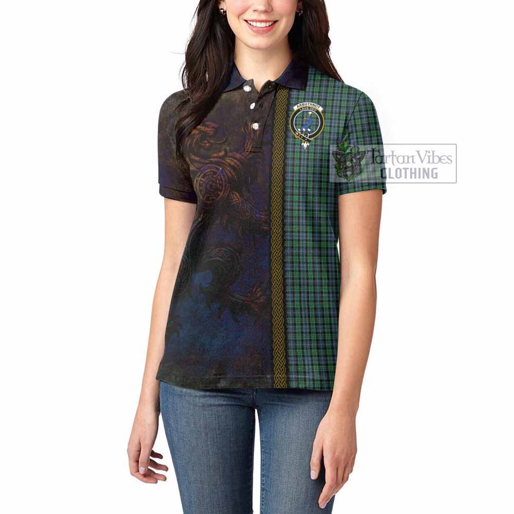 Tartan Vibes Clothing Arbuthnot Tartan Family Crest Women's Polo Shirt Alba Gu Brath Be Brave Lion Ancient Style