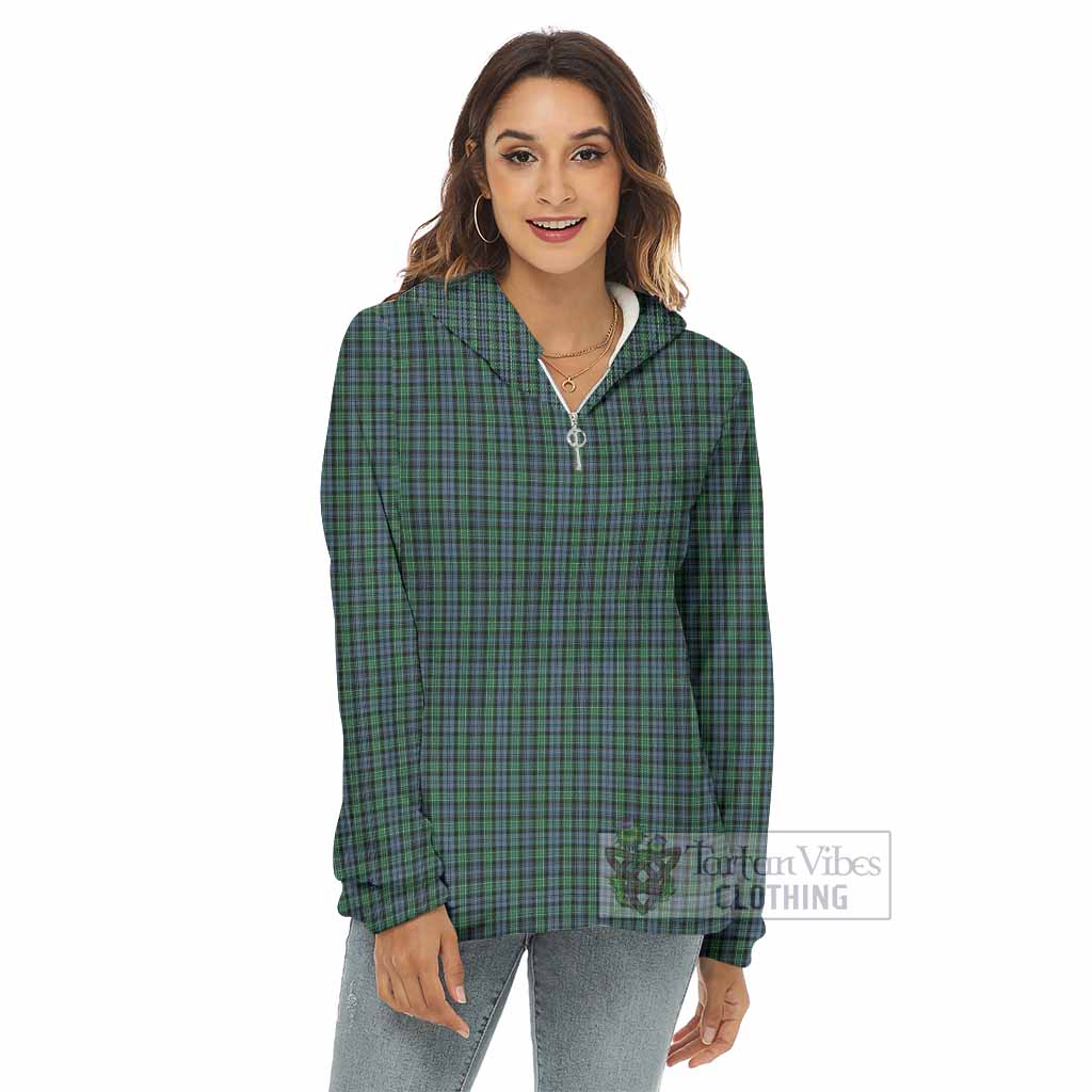 Tartan Vibes Clothing Arbuthnot Tartan Women's Borg  Half Zip Fleece Hoodie
