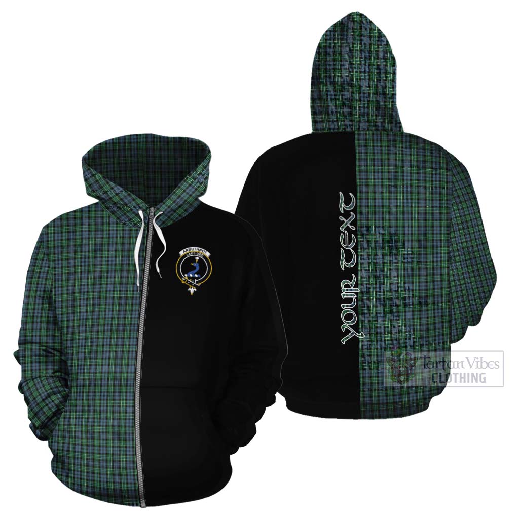 Tartan Vibes Clothing Arbuthnot Tartan Cotton Hoodie with Family Crest and Half Of Me Style