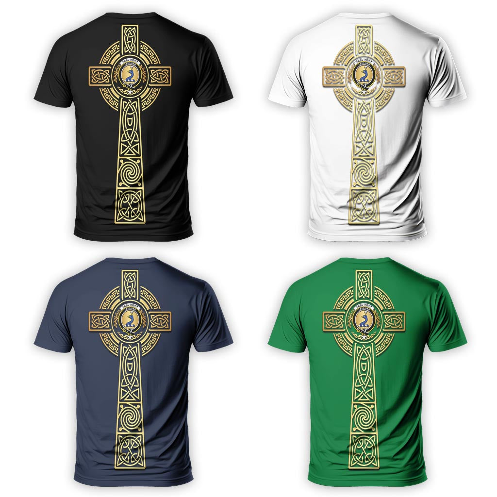 Arbuthnot Clan Mens T-Shirt with Golden Celtic Tree Of Life - Tartanvibesclothing