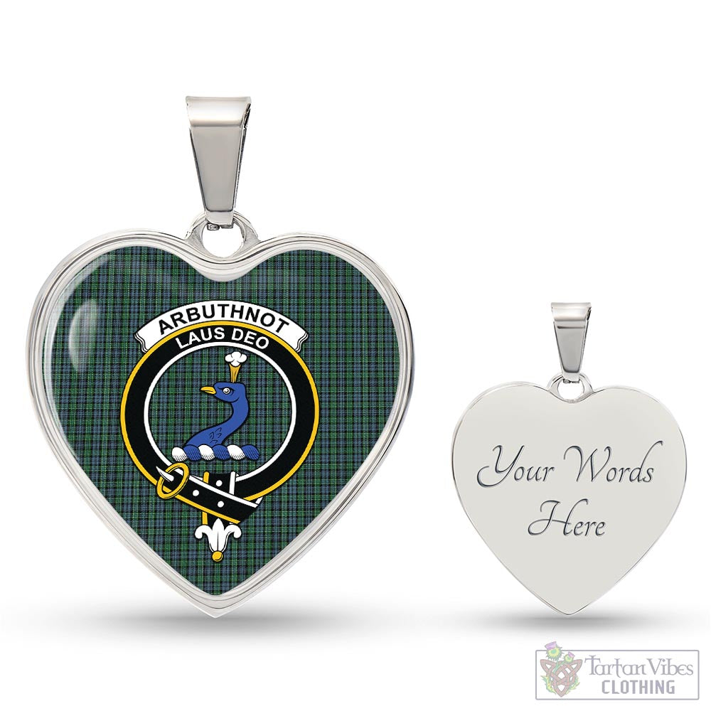Arbuthnot Tartan Heart Necklace with Family Crest Luxury Necklace (Silver) Yes - Tartan Vibes Clothing