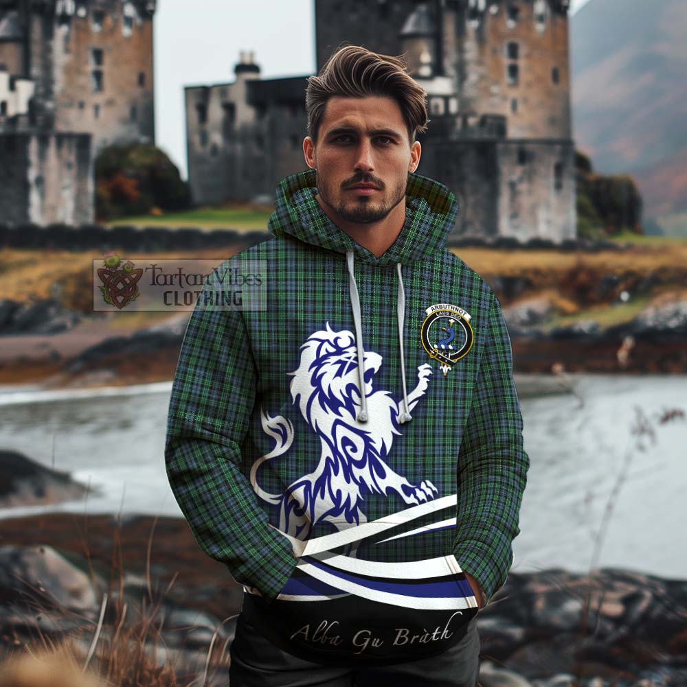 Tartan Vibes Clothing Arbuthnot Tartan Cotton Hoodie with Alba Gu Brath Regal Lion Emblem