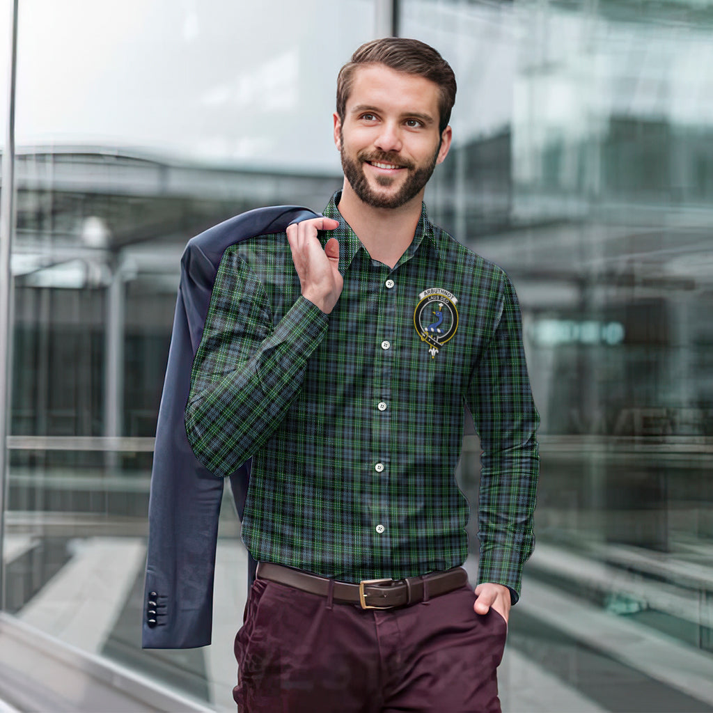 Arbuthnot Tartan Long Sleeve Button Up Shirt with Family Crest - Tartan Vibes Clothing