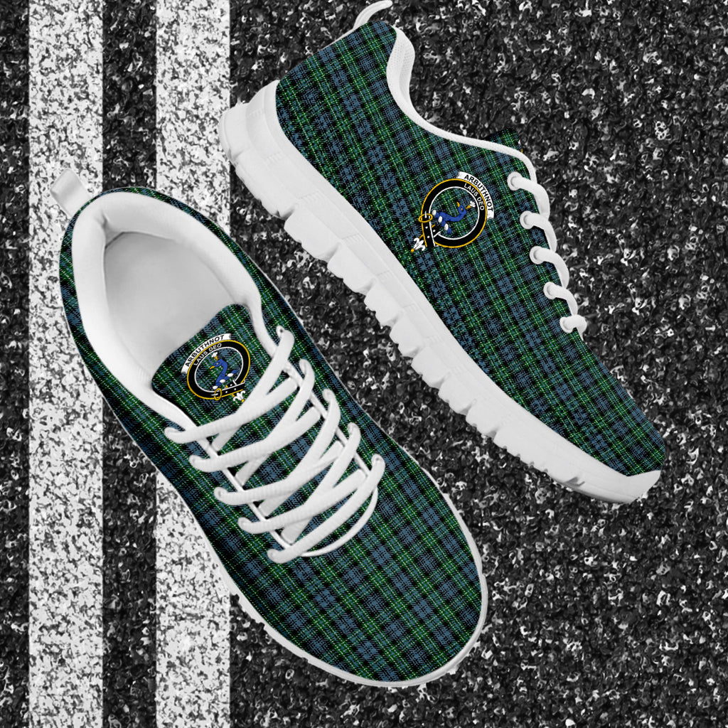 Arbuthnot Tartan Sneakers with Family Crest - Tartan Vibes Clothing