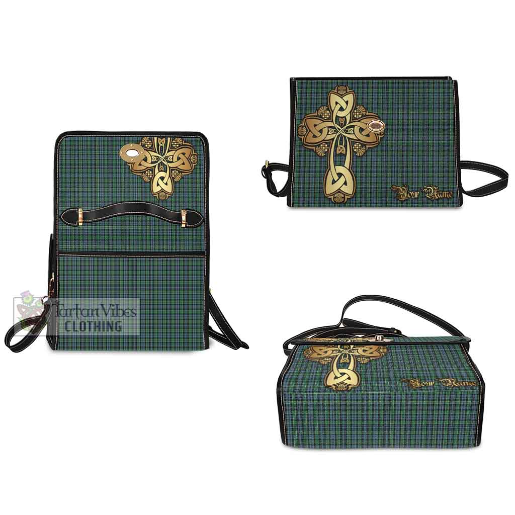Tartan Vibes Clothing Arbuthnot Tartan Waterproof Canvas Bag Golden Thistle Celtic Cross Style