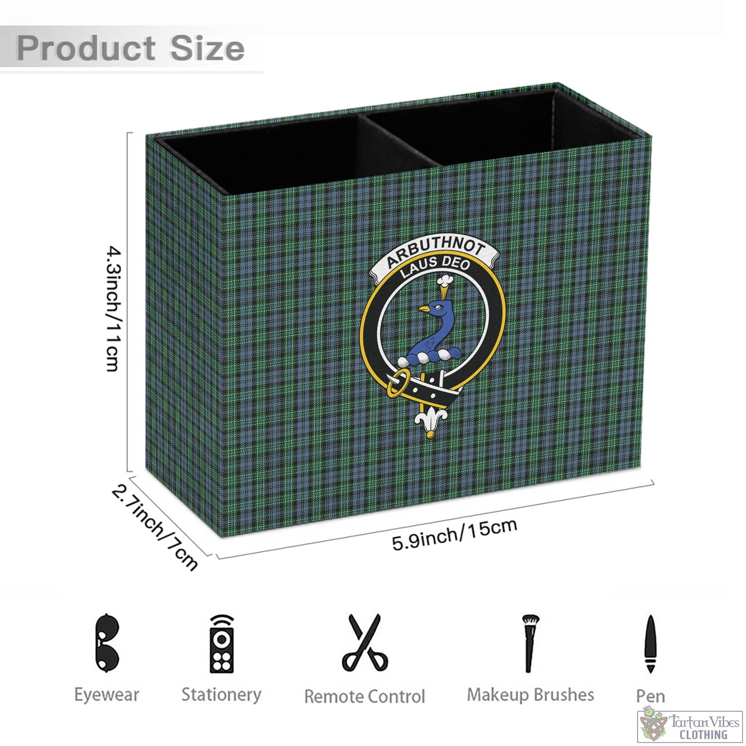 Arbuthnot Tartan Pen Holder with Family Crest - Tartan Vibes Clothing