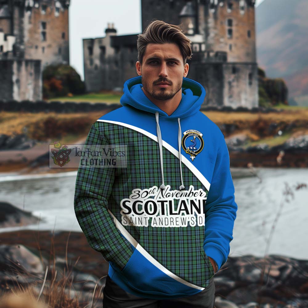 Tartan Vibes Clothing Arbuthnot Family Crest Tartan Cotton Hoodie Celebrate Saint Andrew's Day in Style