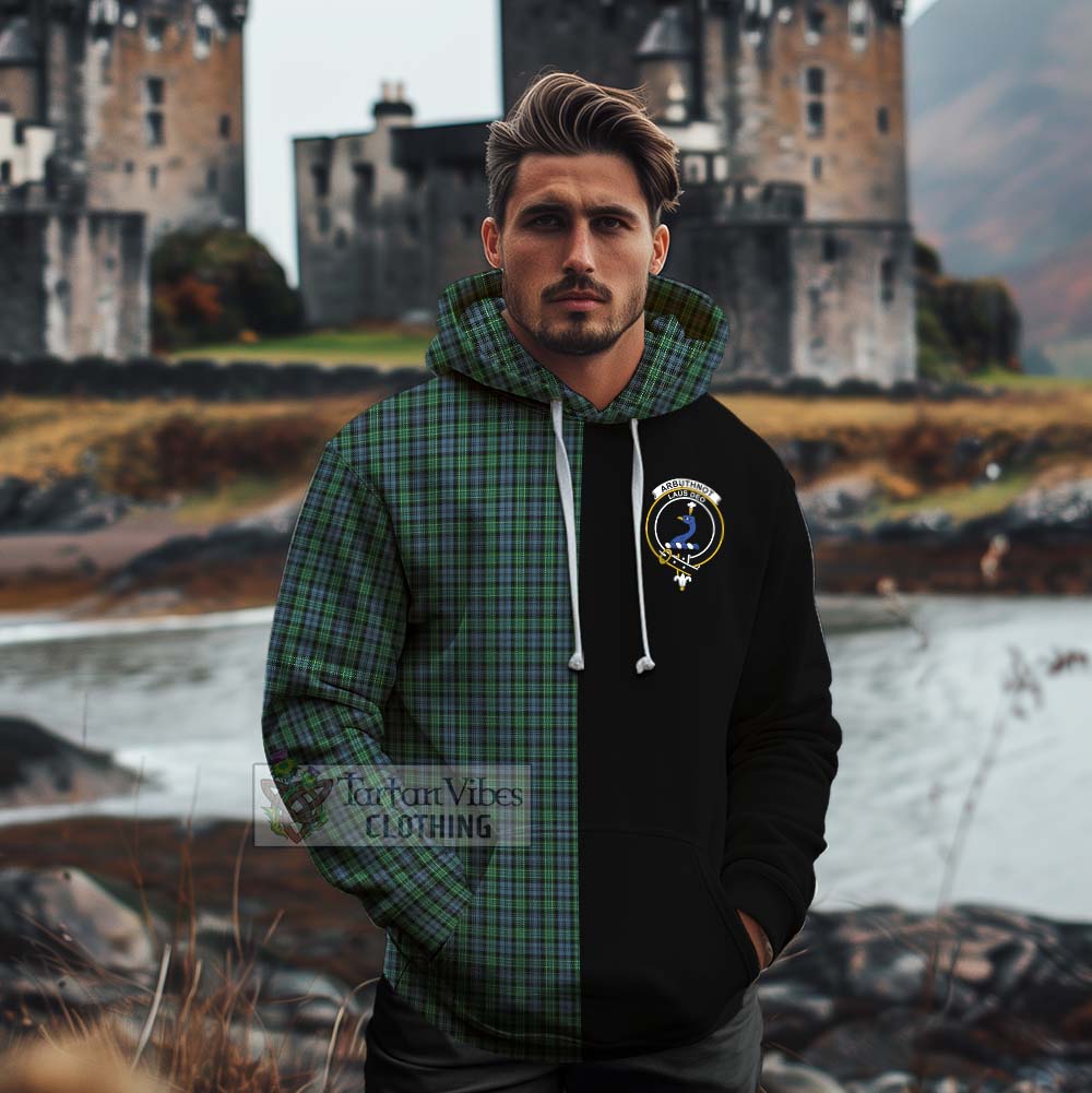 Tartan Vibes Clothing Arbuthnot Tartan Cotton Hoodie with Family Crest and Half Of Me Style