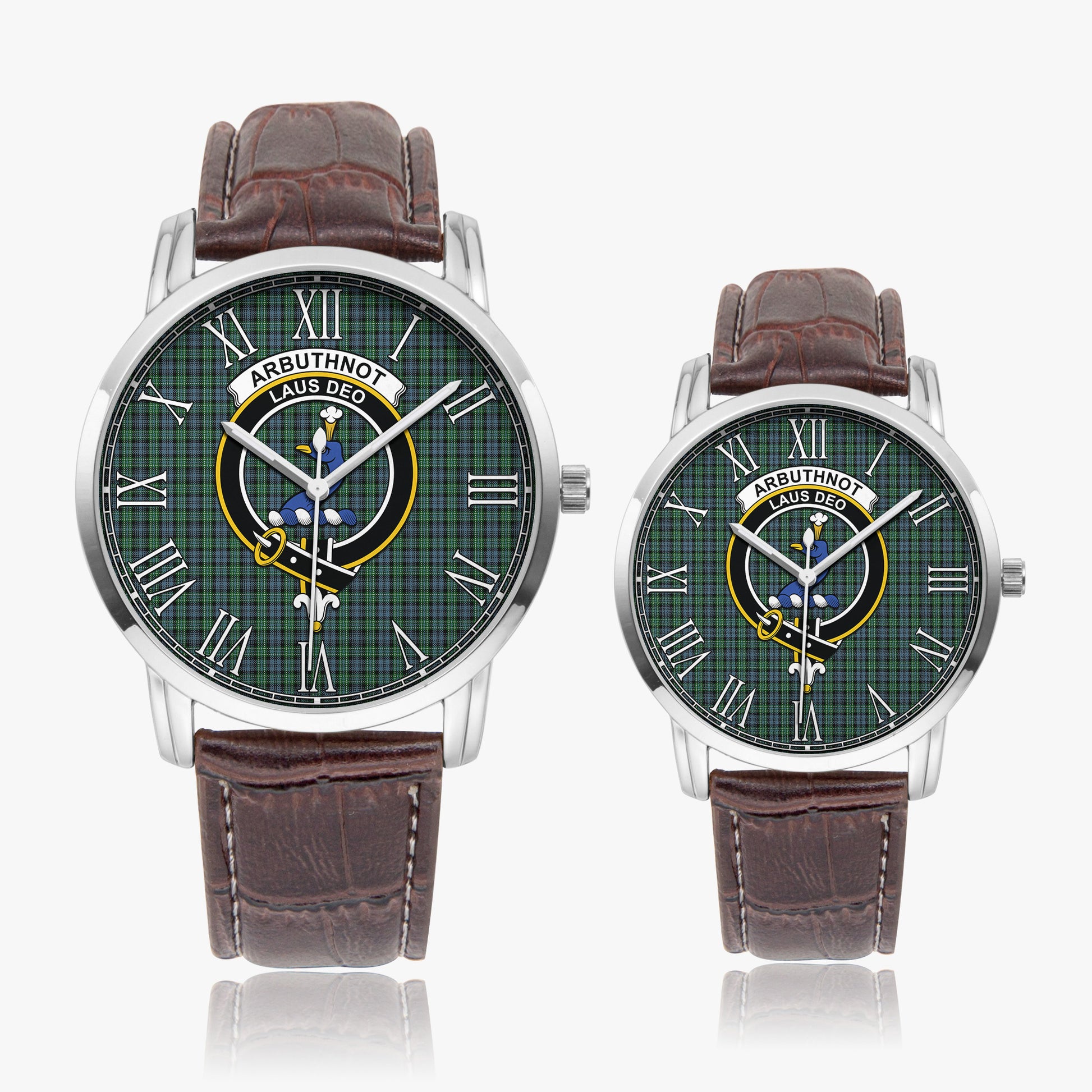 Arbuthnot Tartan Family Crest Leather Strap Quartz Watch - Tartanvibesclothing