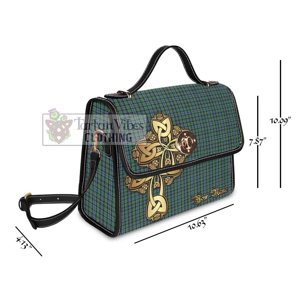 Tartan Vibes Clothing Arbuthnot Tartan Waterproof Canvas Bag Golden Thistle Celtic Cross Style