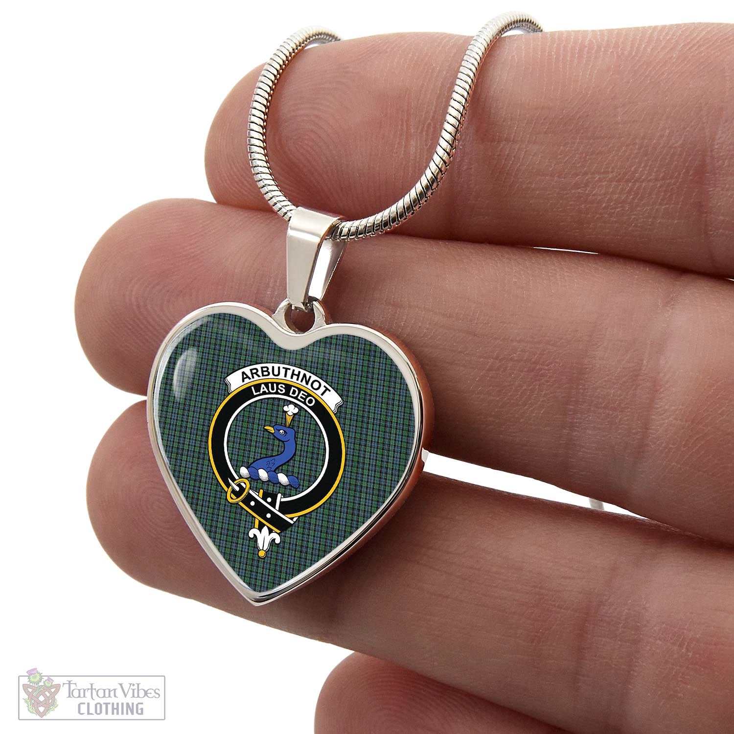 Arbuthnot Tartan Heart Necklace with Family Crest - Tartan Vibes Clothing