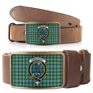 Arbuthnot Ancient Tartan Belt Buckles with Family Crest