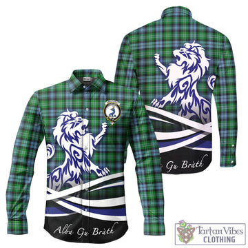 Arbuthnot Ancient Tartan Long Sleeve Button Up Shirt with Alba Gu Brath Regal Lion Emblem