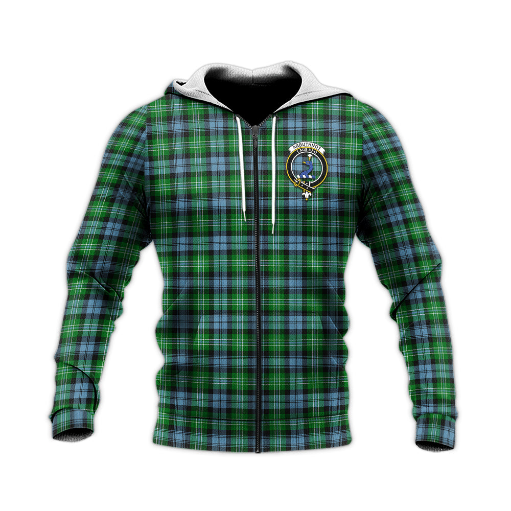 Arbuthnot Ancient Tartan Knitted Hoodie with Family Crest Unisex Knitted Zip Hoodie - Tartanvibesclothing