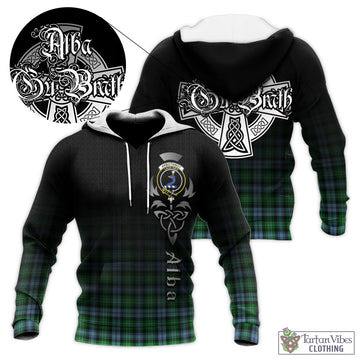Arbuthnot Ancient Tartan Knitted Hoodie Featuring Alba Gu Brath Family Crest Celtic Inspired