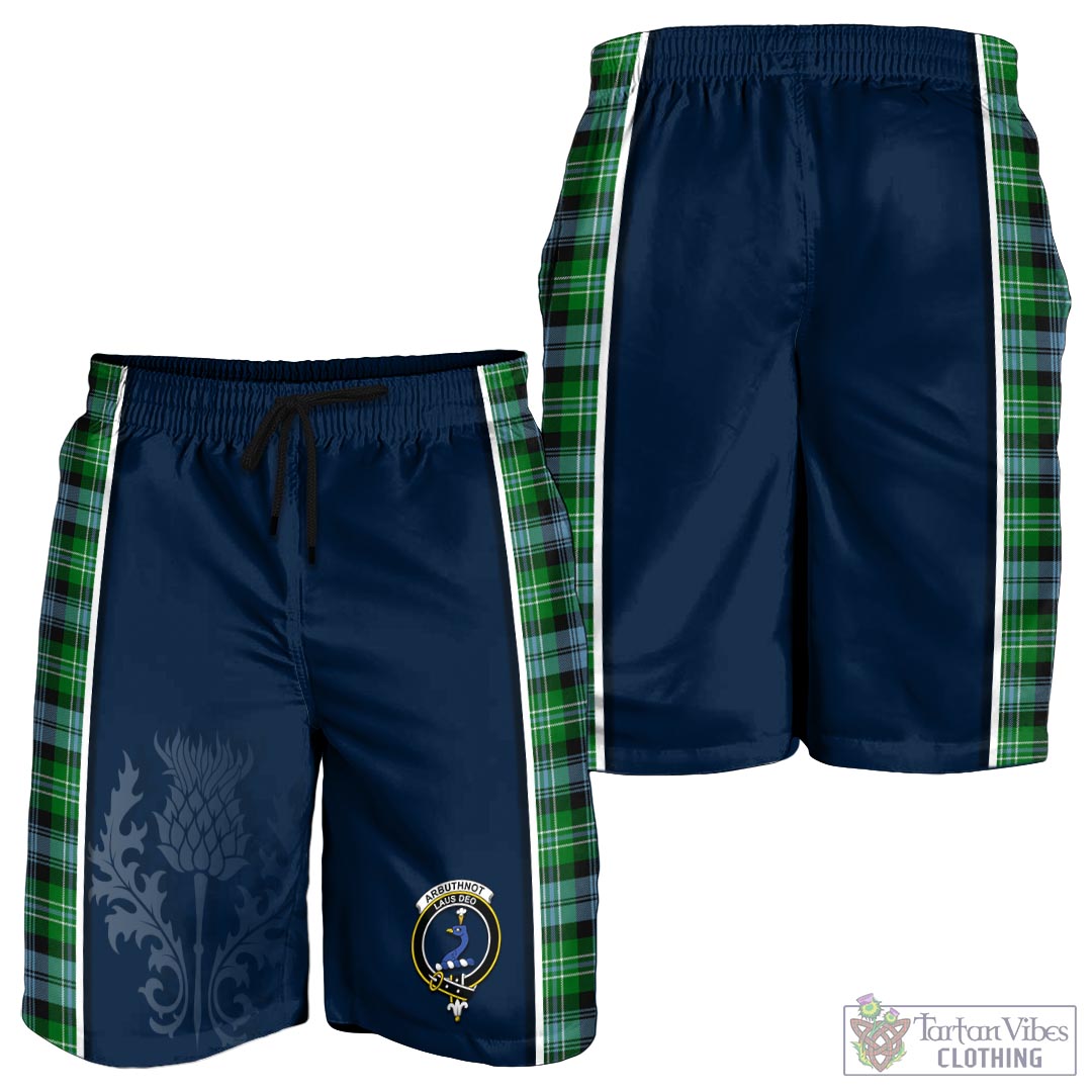 Tartan Vibes Clothing Arbuthnot Ancient Tartan Men's Shorts with Family Crest and Scottish Thistle Vibes Sport Style