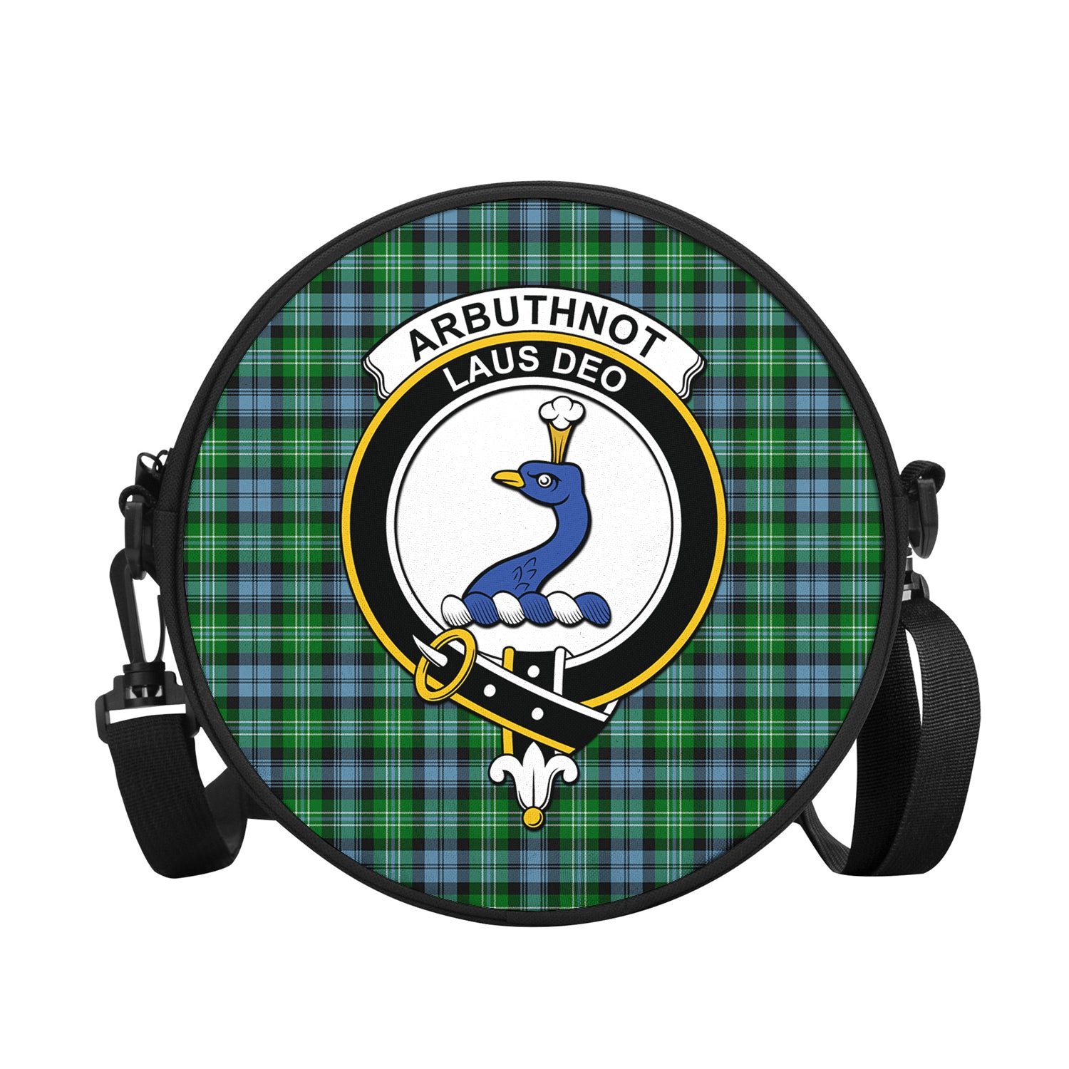 Arbuthnot Ancient Tartan Round Satchel Bags with Family Crest - Tartanvibesclothing